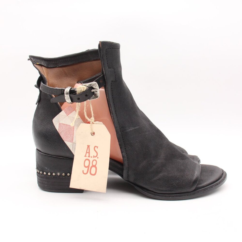 A.S.98 Black Ankle Boots with Buckle Detail